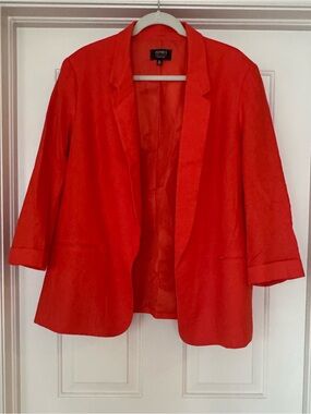 Jones New York Women's Orange Linen Blend Blazer
